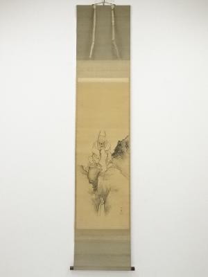 岡島清曠筆　白衣観音図　肉筆絹本掛軸（箱付）